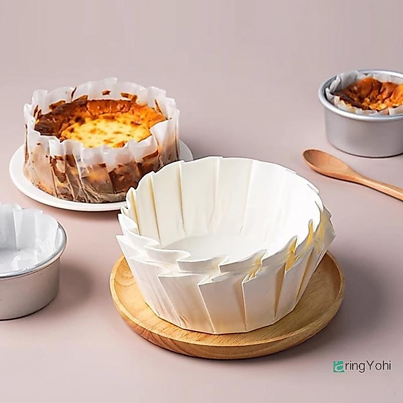 Aringyohi] Basque ชีสเค้กถาดกระดาษน้ํามัน แม่พิมพ์เค้กพับได้ Disposable Release Mousse Cake Paper Baking Oil Proof Edge Paper ใหม่