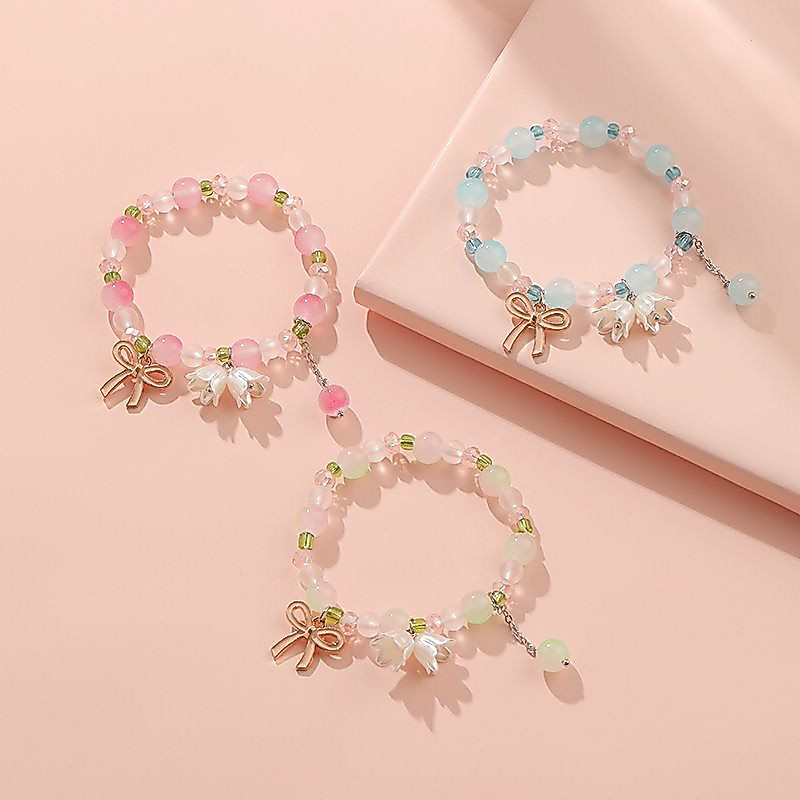 COD สร้อยข้อมือกล้วยไม้เบลล์หวาน,สร้อยข้อมือสดขนาดเล็กสำหรับสุภาพสตรี,ของขวัญเพื่อนที่ดีที่สุดของนักเรียน-Lune