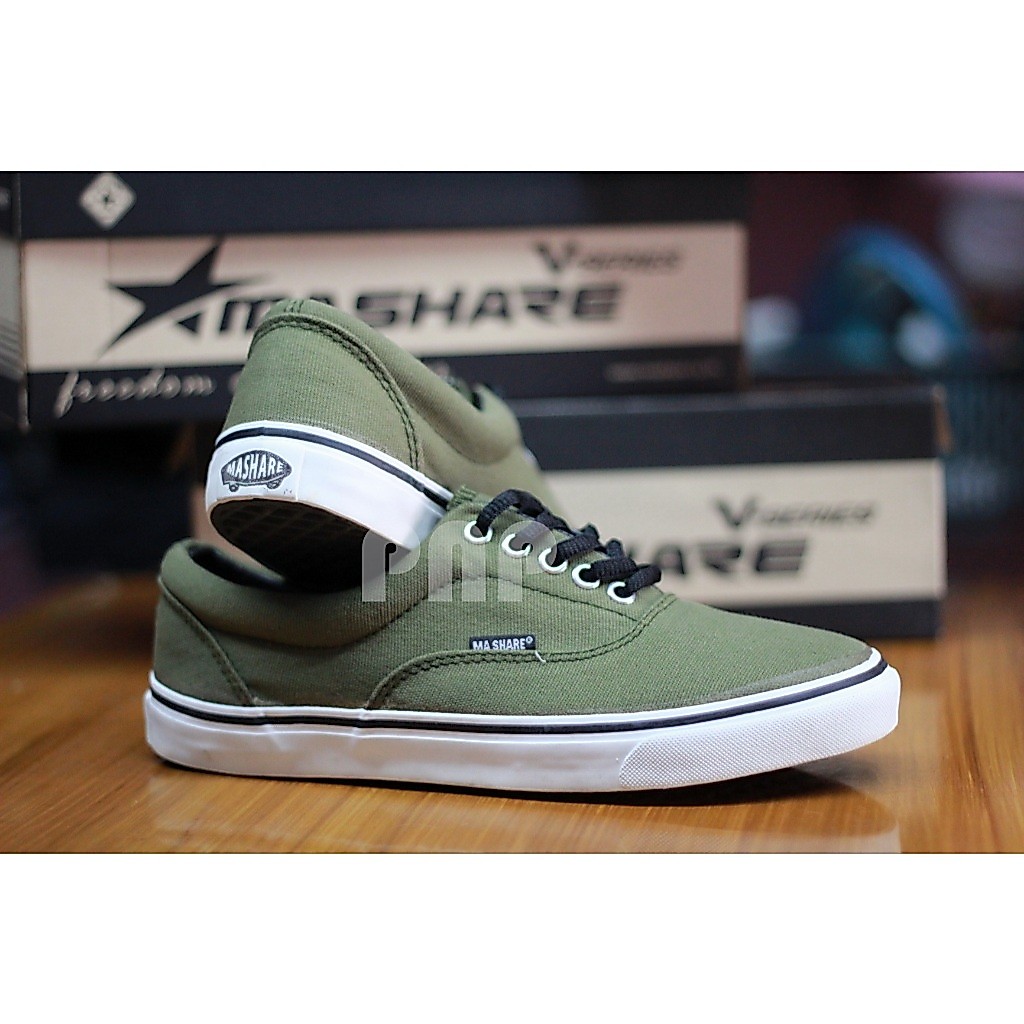 ผ้าใบ รองเท้า V4 มาแชร์ Mashare ทรงคล้ายแวน ออเท็นติค - เนวี่ Authentic - Navy สีทหาร