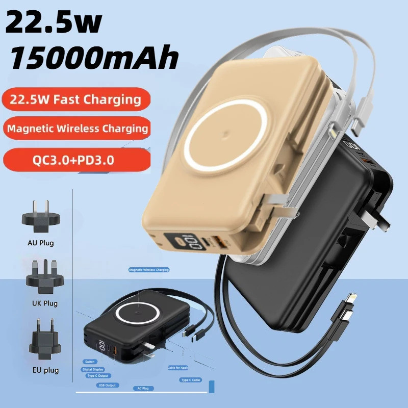 20000mAh Magsafe Power Bank Wall Charger Magnetic Wireless Charger Powerbank สําหรับ iPhone 16 Xiaom