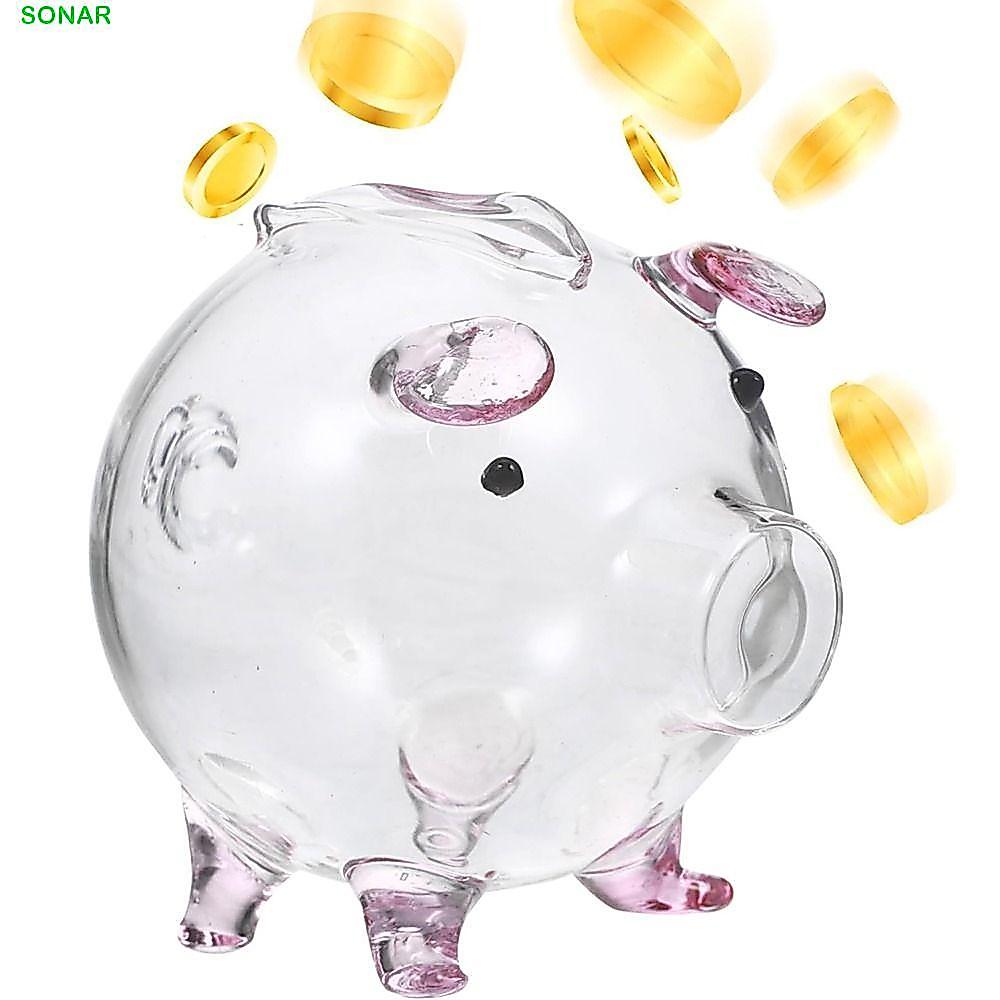 SONAR Piggy Money Bank, กล่องประหยัดเหรียญน้ําหนักเบาการ์ตูน, โปร่งใสทนทานที่มองเห็นได้โถเงินแก้วอเนกประสงค์เด็ก