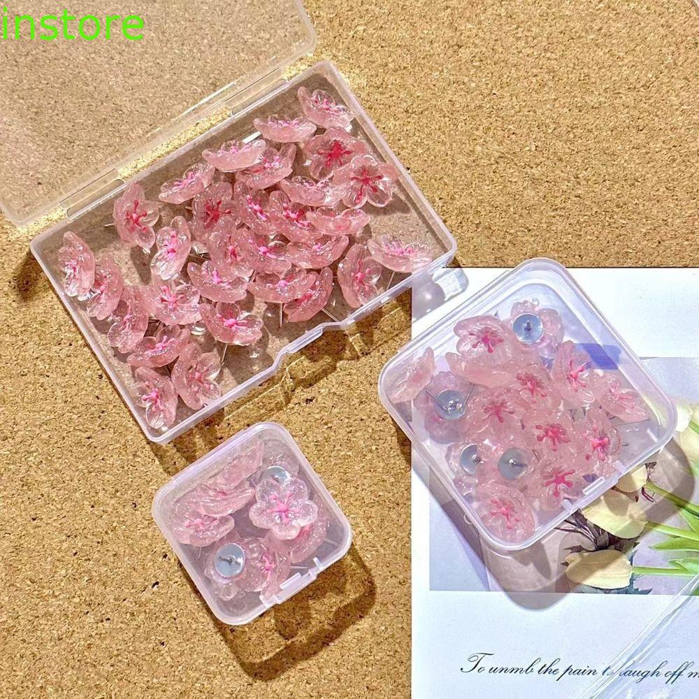 INSTORE 10/20/30 ชิ้น Sakura Pushpins, Creative Reusable Board Push Pin,ตกแต่งบ้าน 3D DIYน่ารักดอกไม้สีชมพูPush Pinsสํานักงานอุปกรณ์การเรียน