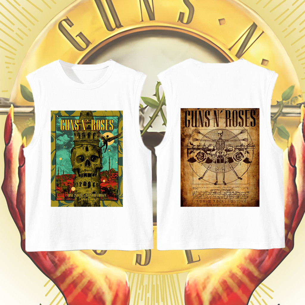 【พร้อมส่ง】 【พร้อมส่ง】 2025 Guns N Roses เสื้อกั๊กคอกลมแขนกุดวงดนตรีร็อคสำหรับผู้ชาย ผ้าฝ้ายแท้ #4
