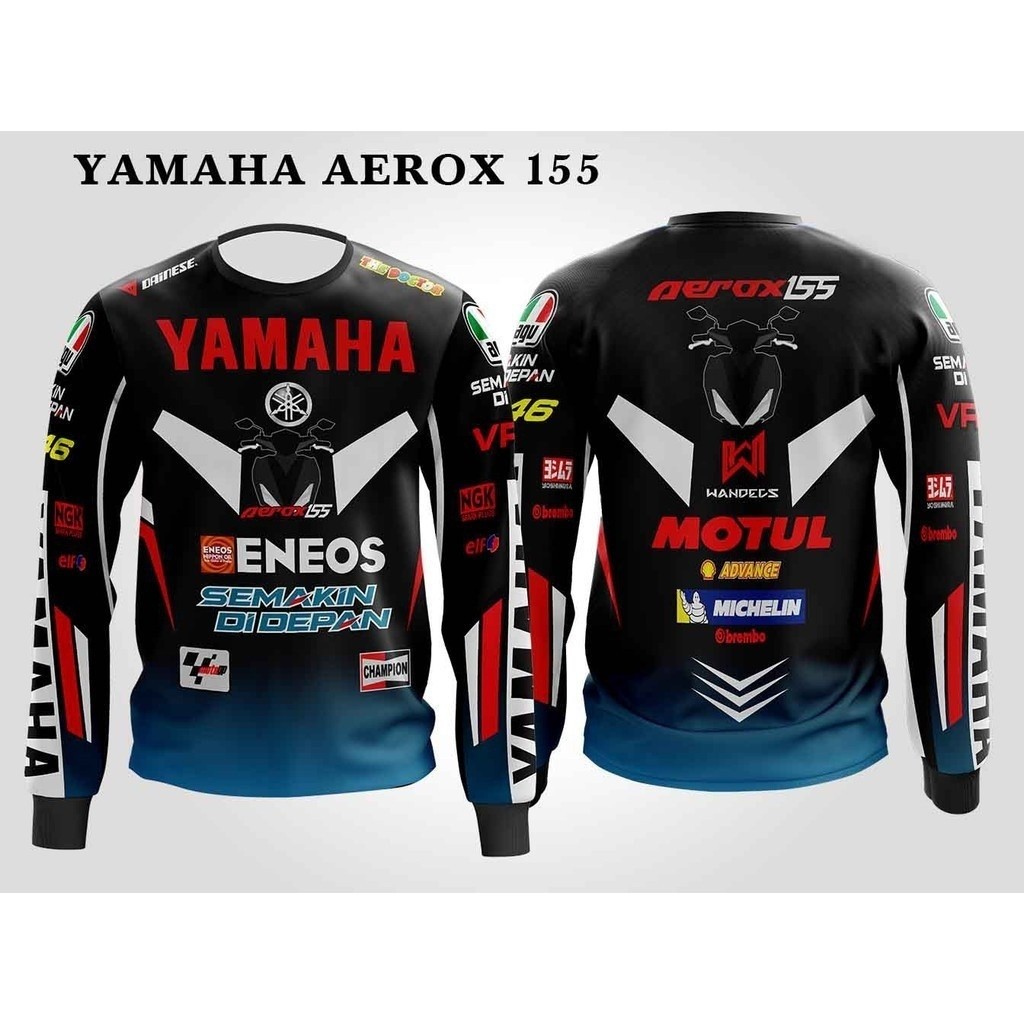 ขี่ยอดนิยม aerox yamaha jersey แจ็คเก็ต full sublimation by wakecs เสื้อผ้าขี่มอเตอร์ไซค์ size xs-6x