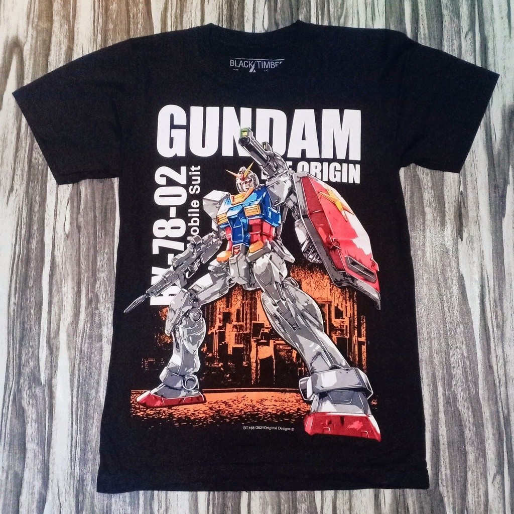 SG Bt168 AM THE ORIGIN Rx-78-02 ตัวละครอนิเมะญี่ปุ่น เสื้อยืดสีดำ Timber Cotton