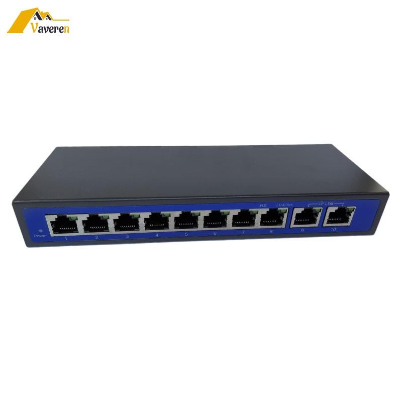 [Vaveren] 9 พอร์ต 10/100Mbps 8 POE Port+1 Uplink Power Over Ethernet Switch Adapter