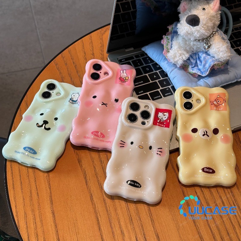 เหมาะสําหรับ IPhone 16 15 14 13 12 11 Pro Max X XR XS Max 7 8 Plus สัตว์แสดงออกเคสโทรศัพท์ขอบหยักสาวผู้หญิงฝาครอบ YD