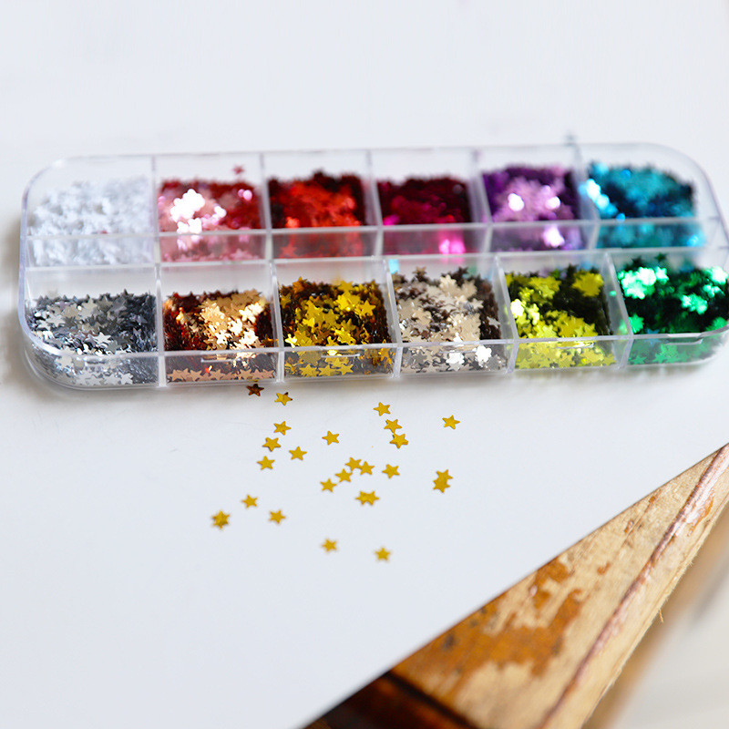 12 ช่องกล่องลายดาว เลื่อมลายคริสต์มาส เลื่อมรูปดาวห้าแฉกหลากสี - รูปที่ 7