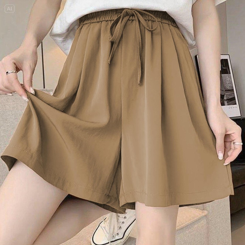 M-XXXLกางเกงเย็นสบาย กางเกงขาสั้นผู้หญิง เนื้อผ้าเป็นผ้าญี่ปุ่น ใส่สบาย เอวยางยืดมีเชือก และมีหลายไซร้ให้เลือก