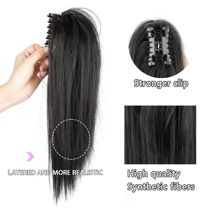 【ซื้อ 1 แถม 1】วิกผมหางม้าตรง 35 ซม. - ต่อผมหางม้าสูงสังเคราะห์พร้อมคลิปก้ามปูสําหรับผู้หญิงแฟชั่น - รูปที่ 3