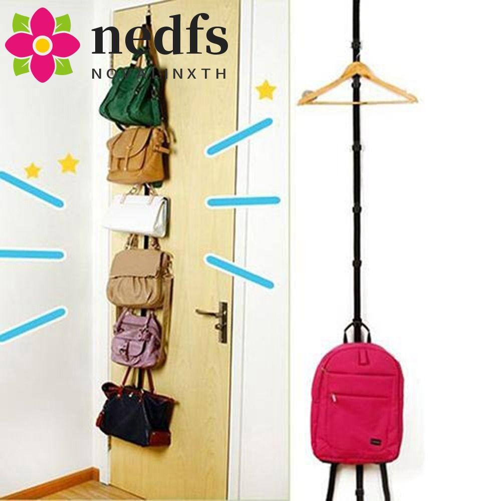 เนฟส์ ราวแขวนหมวกเชือก,ชั้นวางหมวกสายรัดไนลอนไร้รอยต่อปรับได้,แขวนโต๊ะประหยัดพื้นที่7ตะขอเสื้อชั้นวางเสื้อผ้าตู้เสื้อผ้า