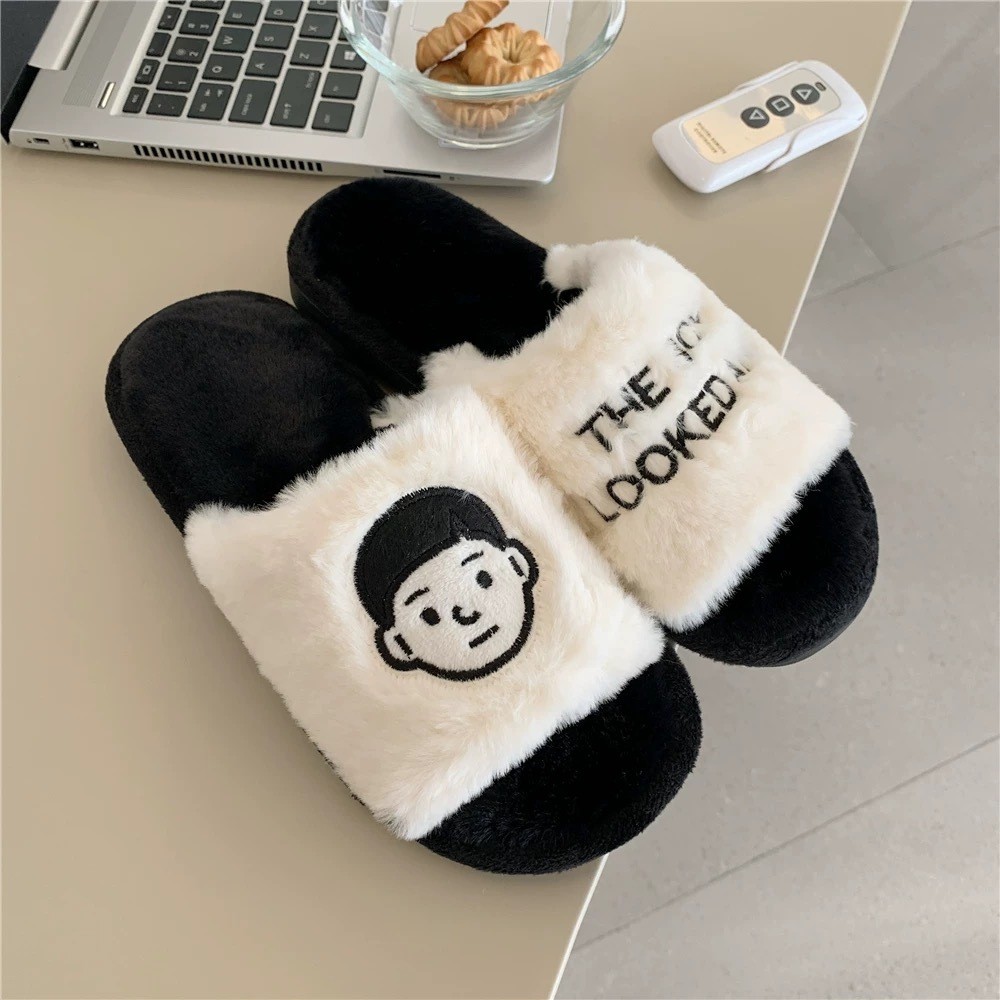 ส่งไวจากไทย! สลิปเปอร์ รองเท้าขนนุ่มใส่ในบ้าน รองเท้าหน้ายิ้ม ลายน่ารัก