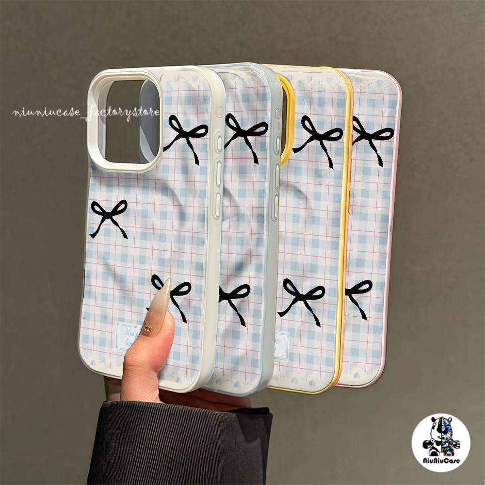 For iPhone 16 15 14 13 12 11 Pro Max X XR XS Max 16 15 14 7 8 Plus เคส เคสไอโฟน13 โบว์ลายตาราง เคสไอโฟนสวยๆ Soft Case ราคา ถูกที่สุด ดีลบีเคเค แกลเลอรีภาพที่ 2