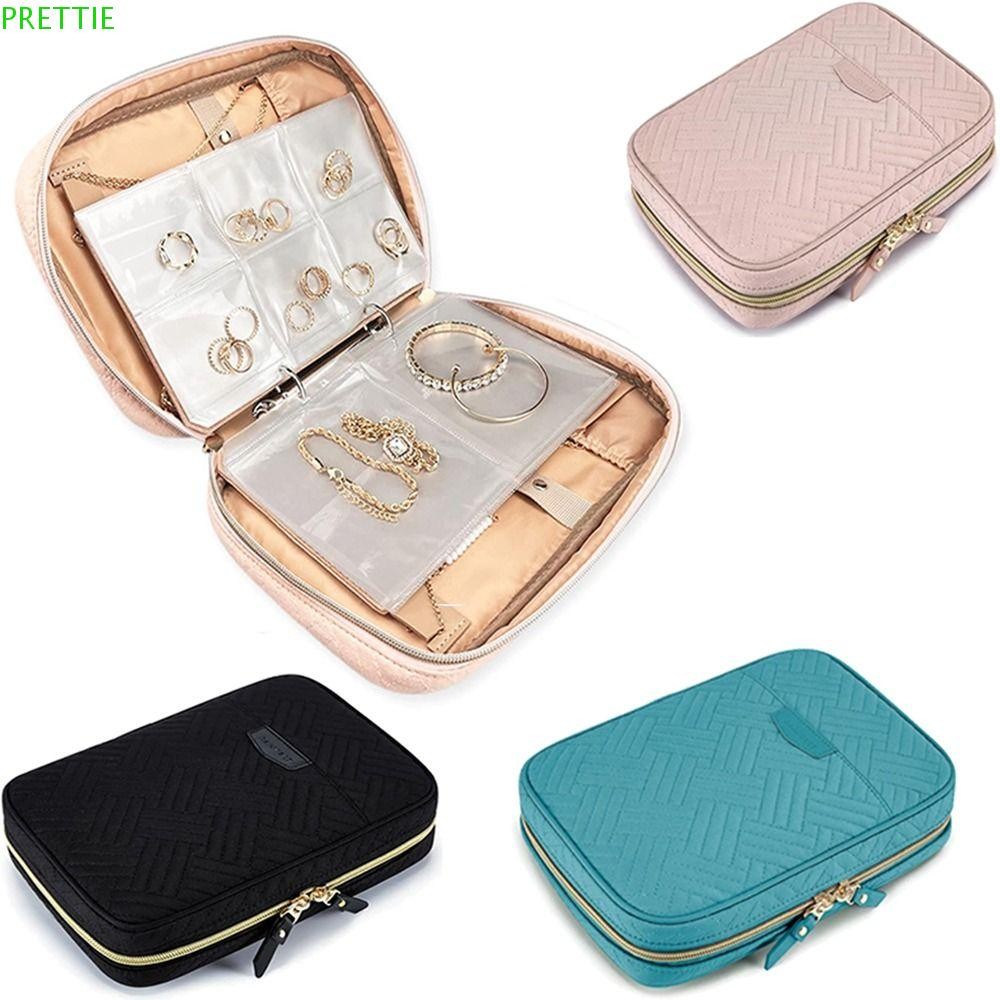 PRETTIE Jewelry Travel Organizer Case,แบบพกพา Water Resistance Jewelry Storage Booklet,Practical Lar