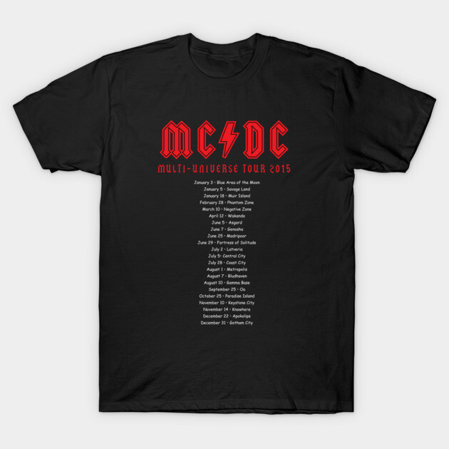 เสื้อยืด Vintage MC/DC Multi-Universe Tour T-Shirt แท้ Cotton 100% สีพื้น รัดรูป  ผ้านุ่ม
