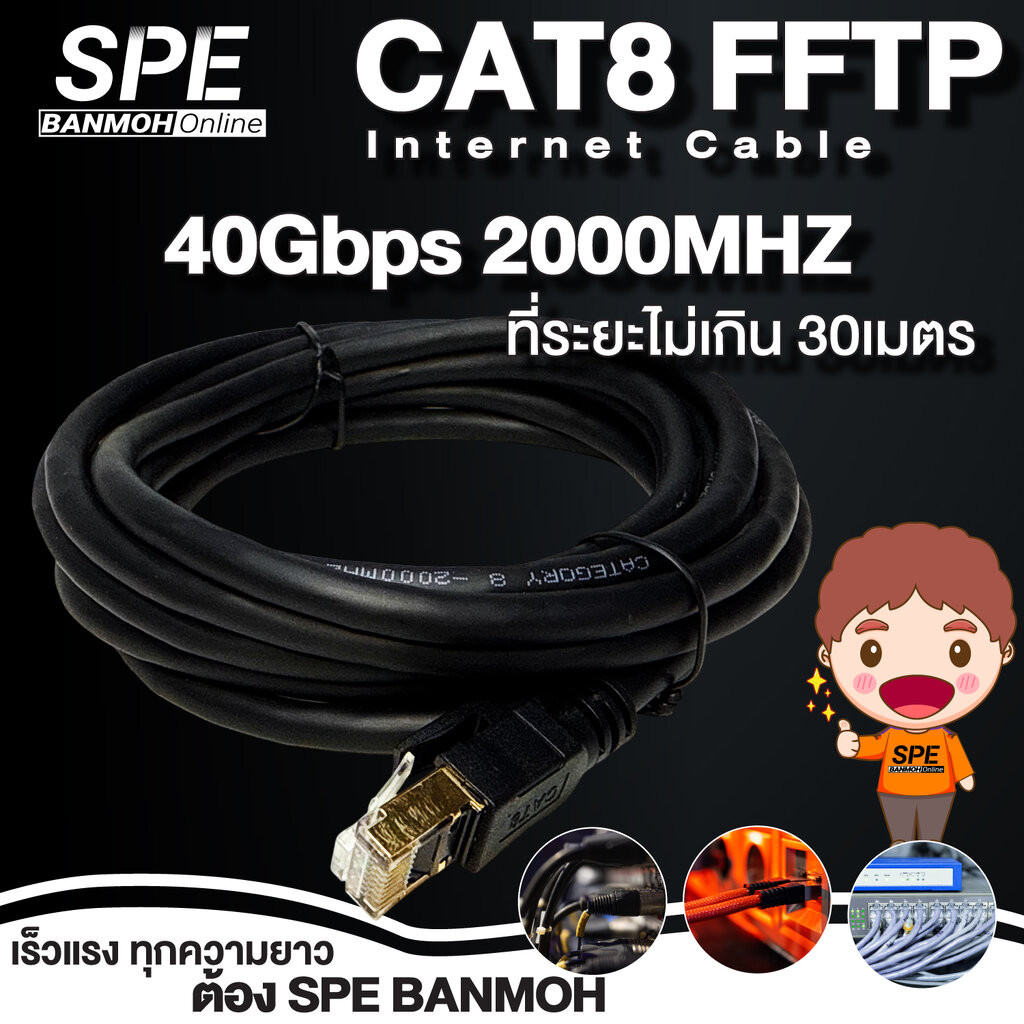 [ 1 เส้น ] GS-CAT8 สายแลนด์ CAT8 F/FTP Ethernet RJ45 40Gps 2000Mhz FFTP Network Cable Connector for Router Modem สายเ...