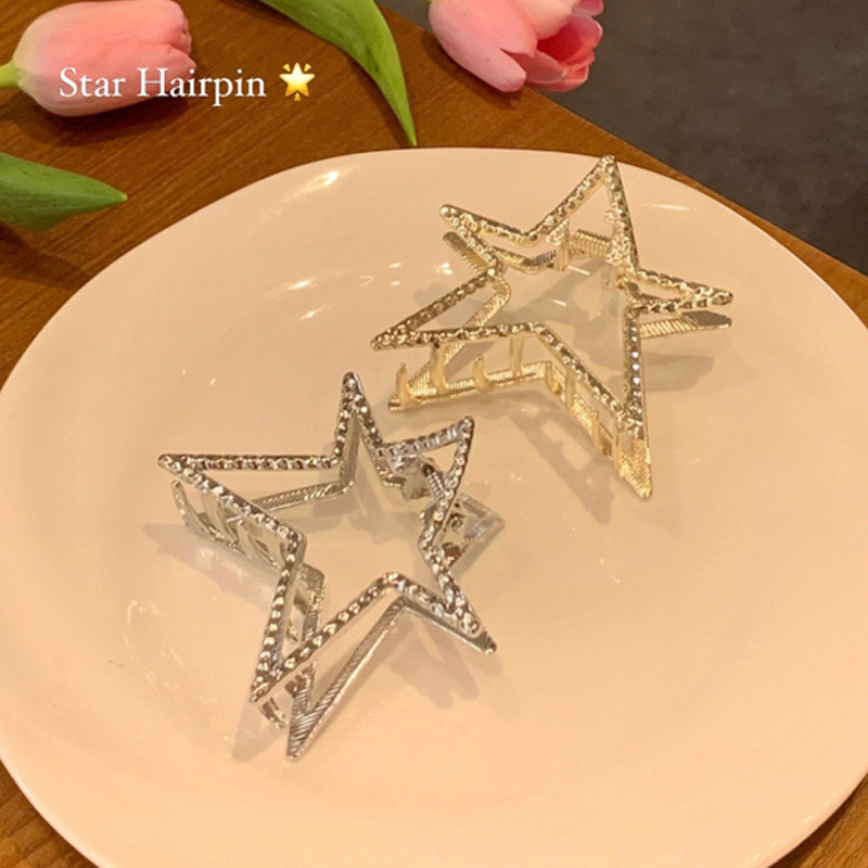 ใหม่ Sweet Cool Silver Star Back Head Shark Clip