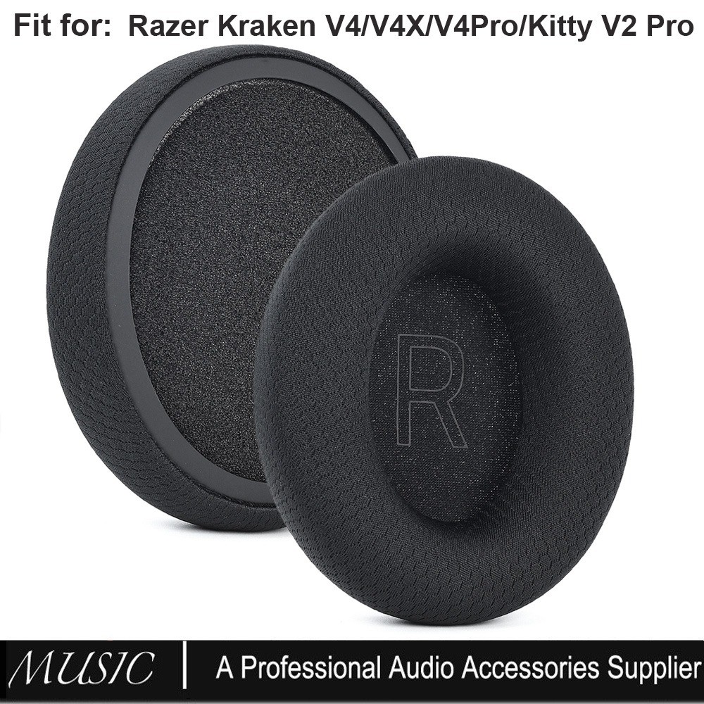 ผ้าตาข่ายแผ่นรองหูฟังสําหรับ Razer Kraken V4/V4X/V4Pro/Kitty V2 Pro หูฟังสําหรับเล่นเกมแผ่นรองหูฟังเ