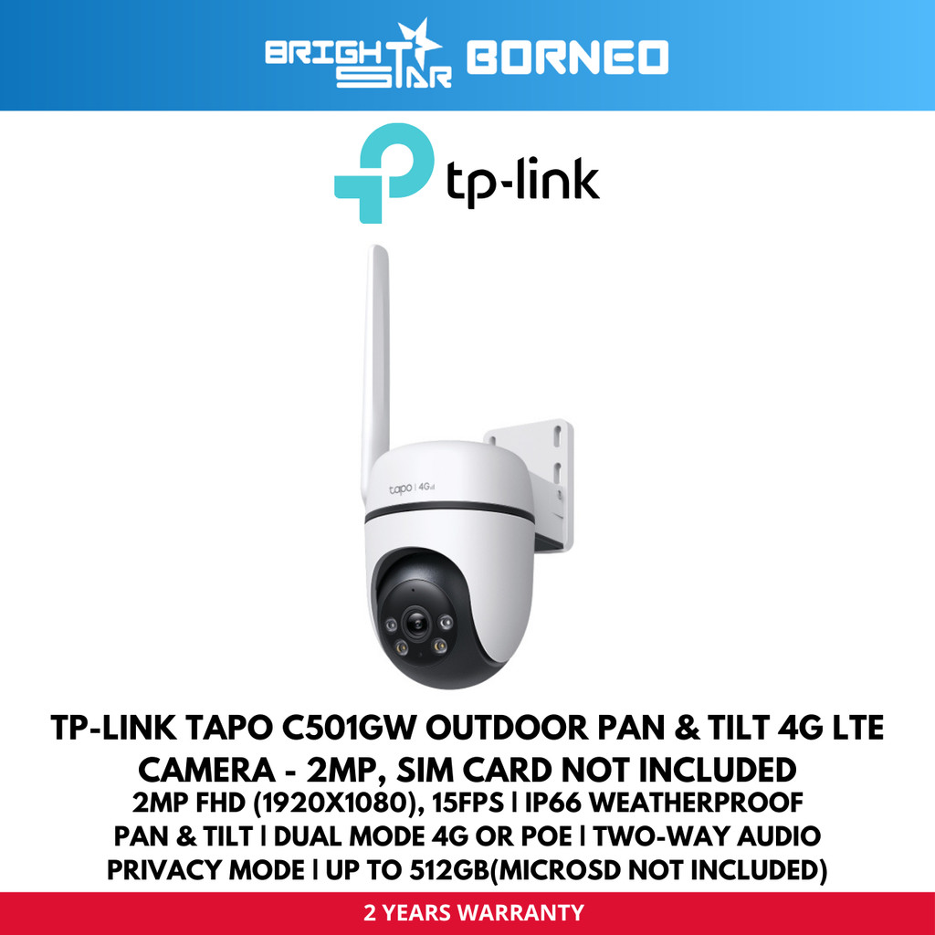 TP-LINK TAPO C501GW กล้อง Pan & Tilt 4G LTE กลางแจ้ง - 2MP ไม่รวมซิมการ์ด
