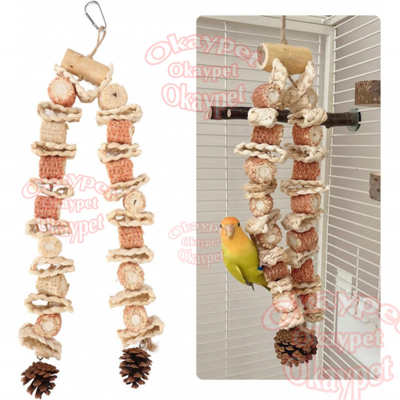 ของเล่นนก บรรเทาความเบื่อหน่าย กรวยสนซังข้าวโพดสําหรับนกแก้ว