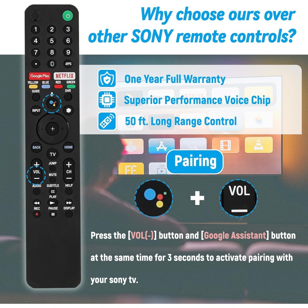 RMF-TX500U สมาร์ททีวีระยะไกลสําหรับ Sony TV XBR/KD/XR Series Voice Remote, Universal Voice Remote สํ