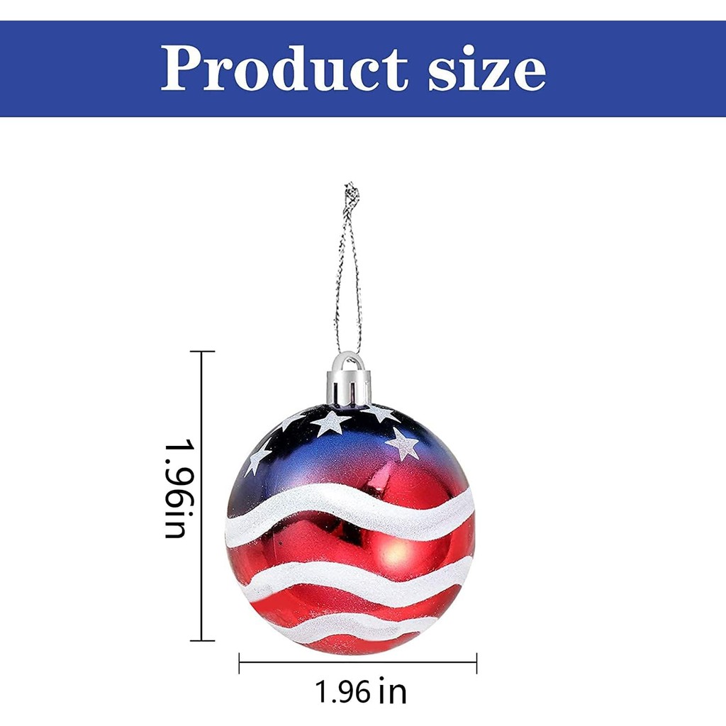 Iceyyy เครื่องประดับลูกบอลวันประกาศอิสรภาพ 16 ชิ้น - 4th of July Patriotic แขวนลูกบอลตกแต่งเครื่องปร