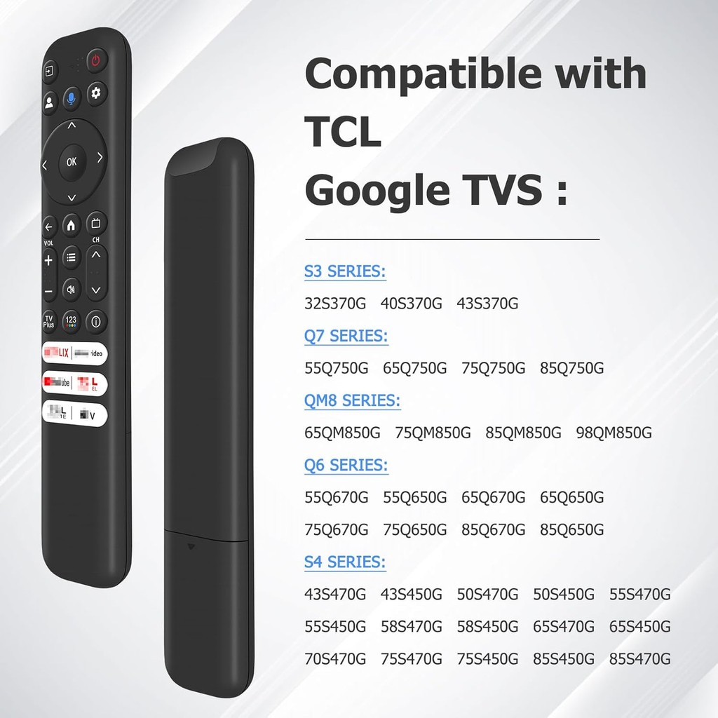 RC813 เสียงรีโมทคอนโทรลสําหรับ TCL,ใช้งานร่วมกับ TCL Android สมาร์ททีวี Q6/Q7/QM8/S3/S4 Series GKTC
