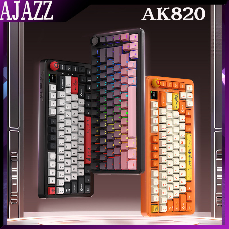 AJAZZ AK820 MAX/MAX Plus คีย์บอร์ดเกม Tri Mode 8000mAh ปะเก็นหน้าจอ TFT ปลั๊กร้อนคีย์บอร์ดแบบกลไก