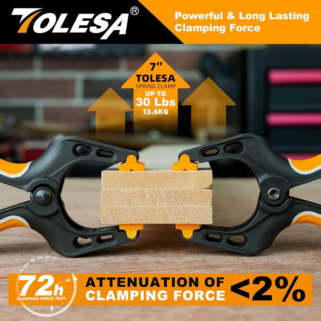 TOLESA Heavy Duty ฤดูใบไม้ผลิ CLAMPs 7 นิ้ว 4 ชิ้นไม้ขนาดใหญ่ Clamps 30Lbs ที่มีประสิทธิภาพ CLAMPs ค