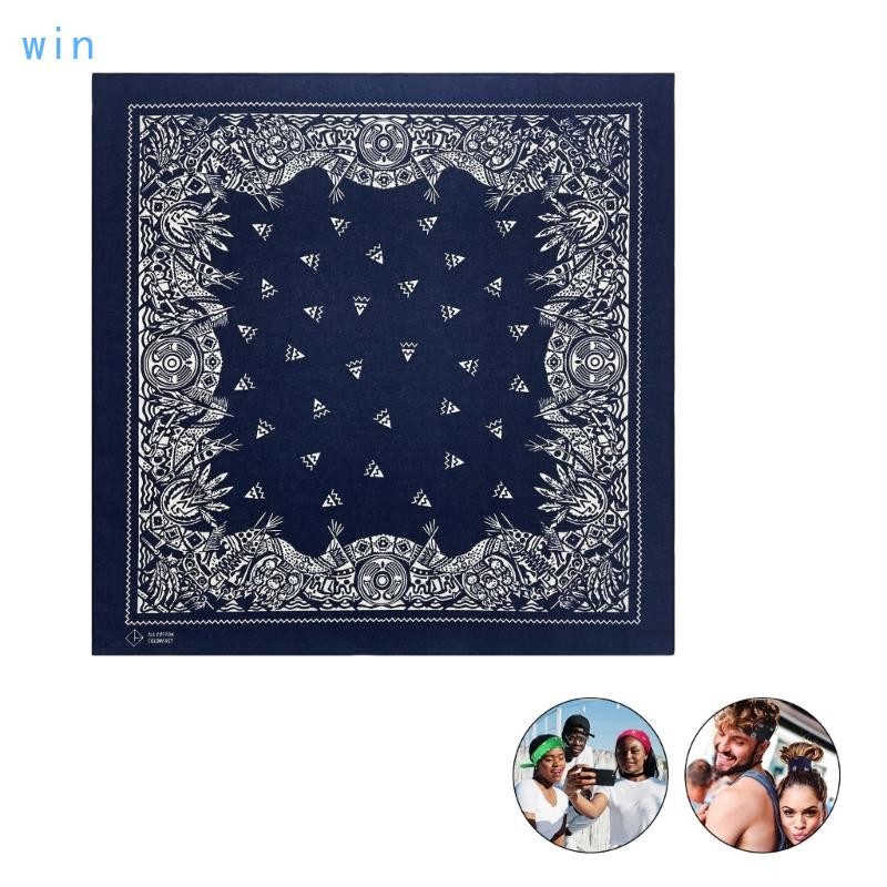 Win 55x55 ซม.พิมพ์ผ้าพันคอดอกไม้ตะวันตกผ้าฝ้าย Breathable Dance Headwrap