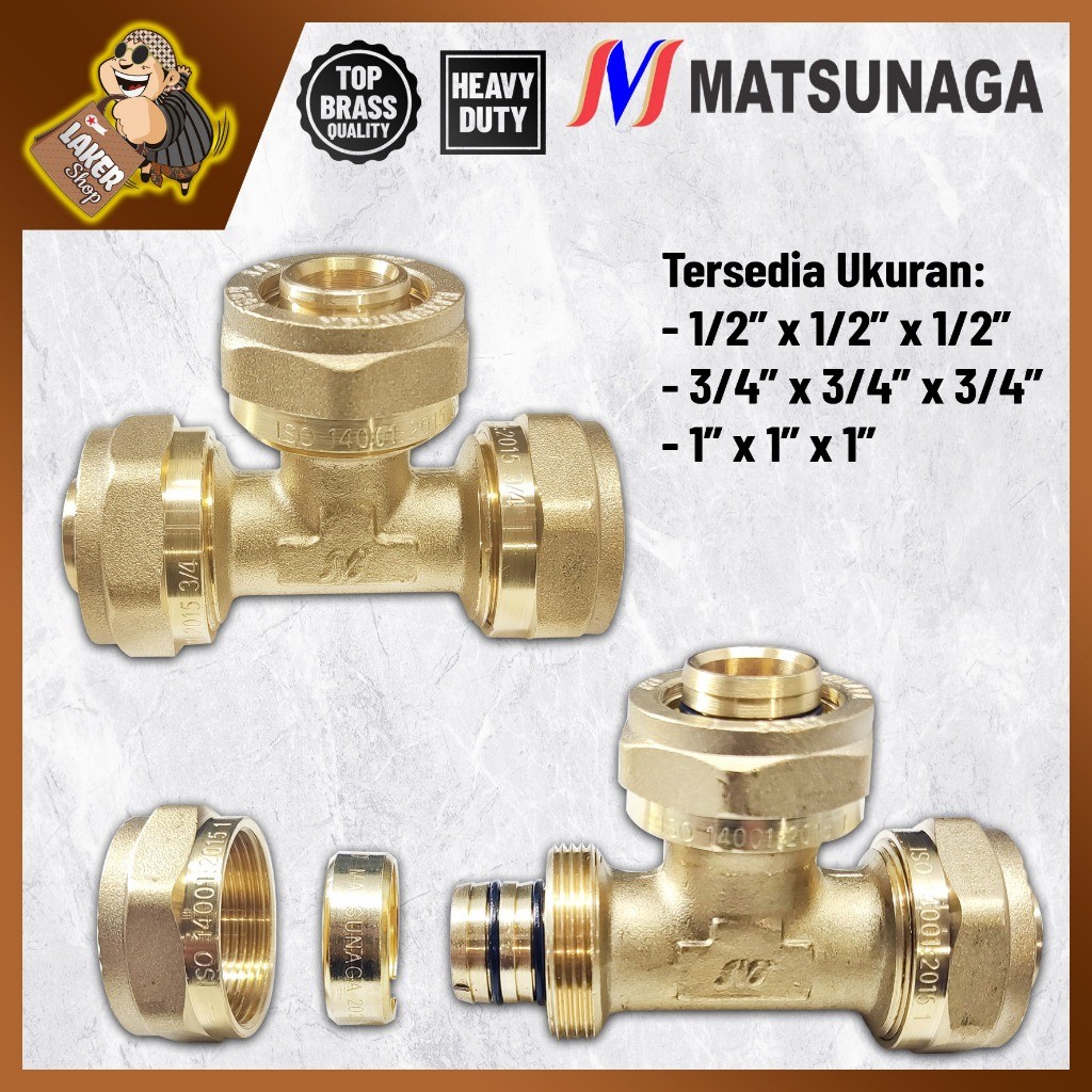 MATSUNAGA BRASS HOT WATER PIPE TEE CONNECTION – X PIPE X PIPE