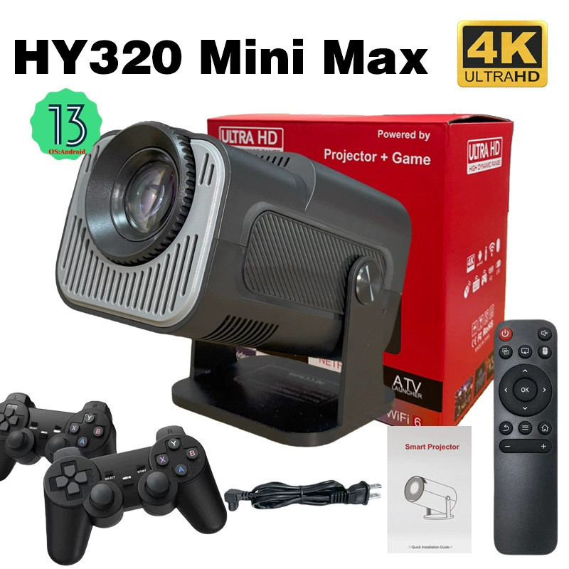 Cross-Border HY320mini max โปรเจคเตอร์เกม Android 13 Android 4K HD HY320mini โปรเจคเตอร์