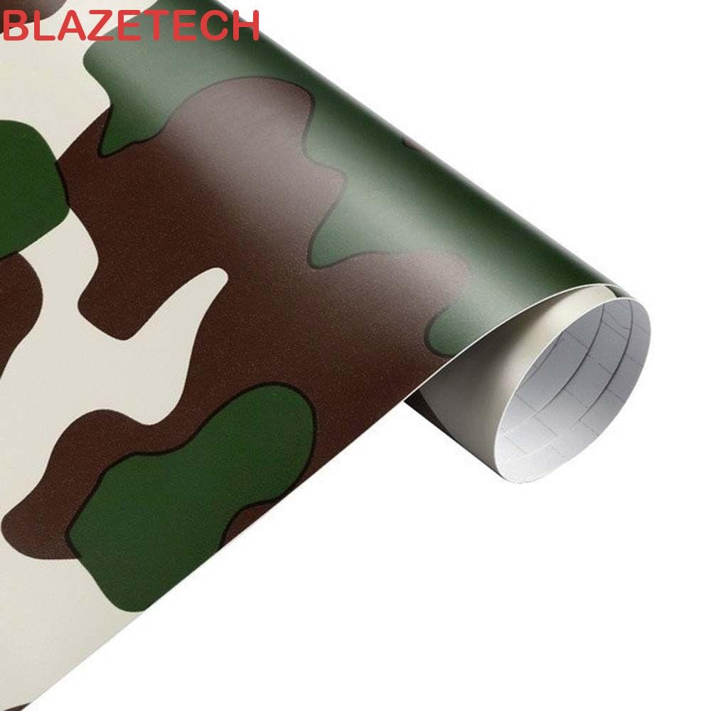 BLAZETECH สติกเกอร์รถสีเขียว Camo ไวนิล PVC รถจักรยานยนต์ Digital Wrap Film