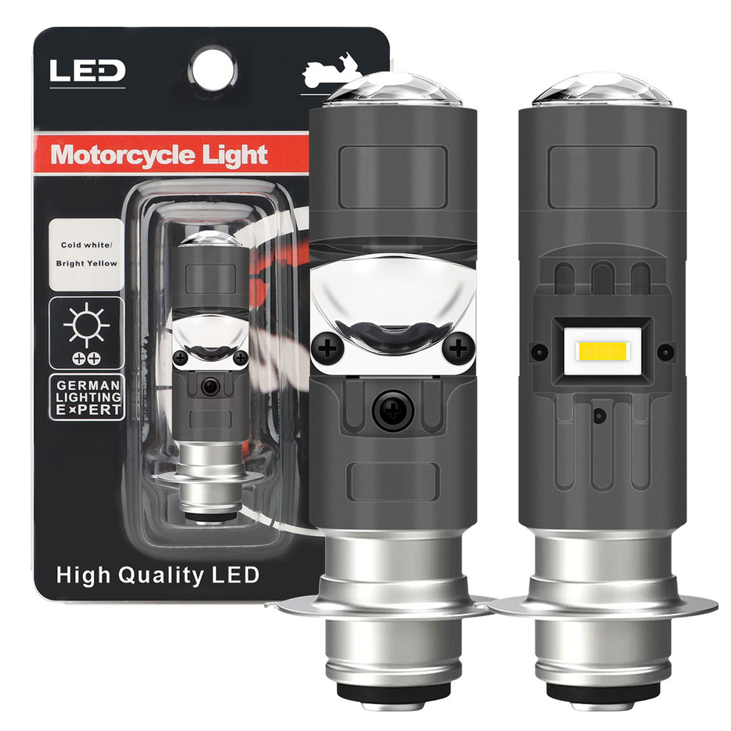 KEVANLY 1 ชิ้น P15D T19LED H6 เลเซอร์ต่ําสูง - 2 โหมดไฟหน้ารถจักรยานยนต์อัตโนมัติที่สว่างเป็นพิเศษ H4 แสงสีขาวสว่างเป็นพิเศษ
