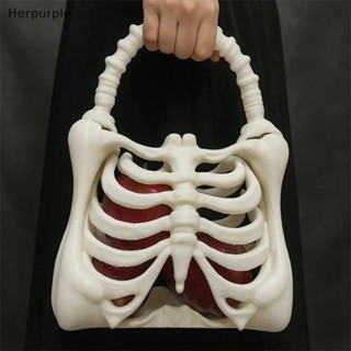Herpurple 3D พิมพ์โครงกระดูกกระดูกกระเป๋า Gothic Skeleton กร…