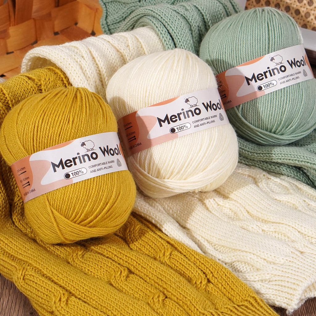 100 กรัม/ม้วน Merino Wool เส้นด้ายขนสัตว์ขนาดกลาง Anti-Pilling สําหรับ Hand-knitting ผ้าพันคอเสื้อกันหนาวเส้นด้าย Skin-friendly Wool