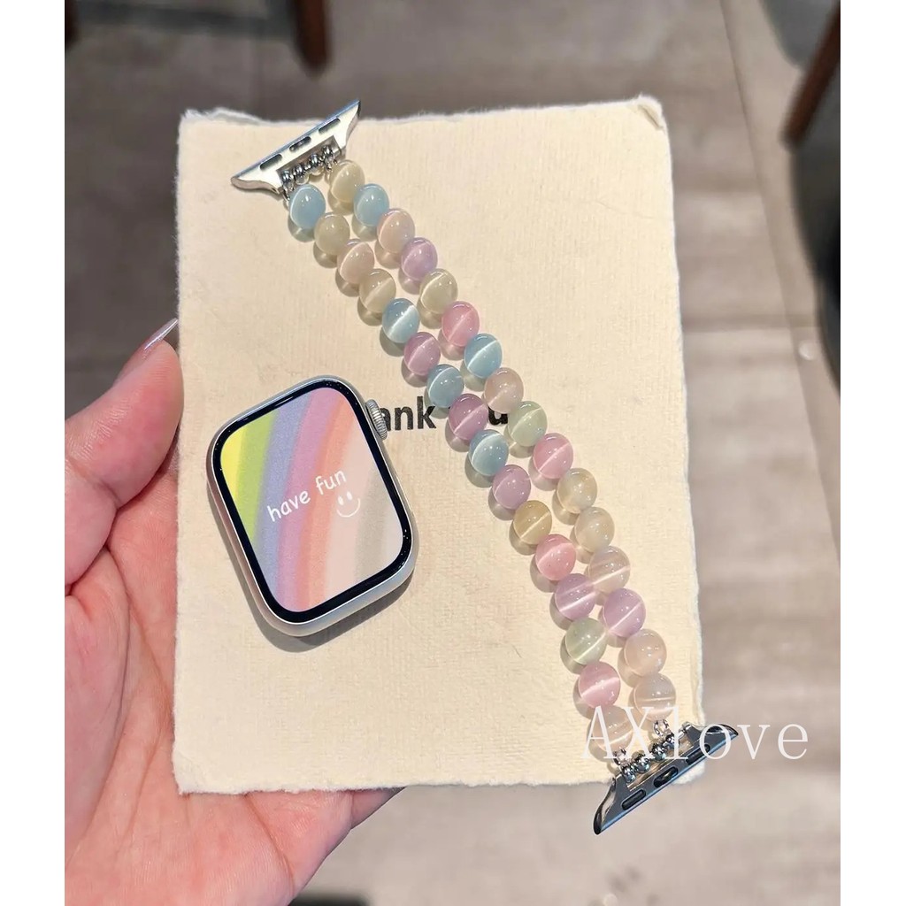 Cats Eye Stone สายรัดยืดหยุ่นสําหรับ Apple Watch Series 10 42 45 46 49 มม.Ultra2 38 40 44 มม. 7 6 SE