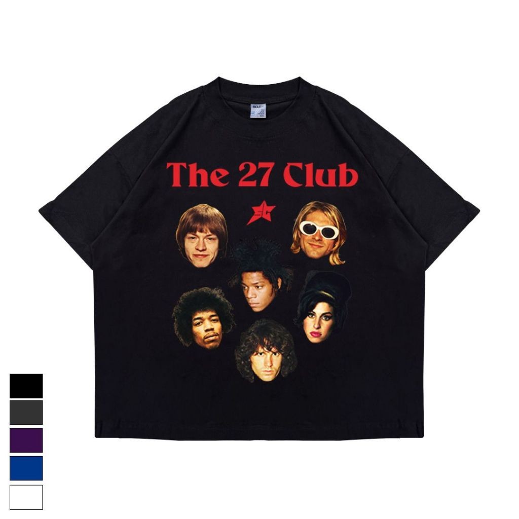 สังคม แฟชั่น | เสื้อยืด OVERSIZE BOXY 27CLUB BLACK WHITE BLUE GREY UNISEX Outdoor