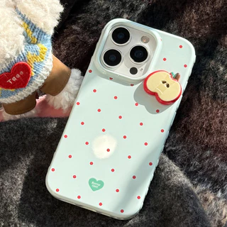 รวมทุกอย่างสีฟ้าและสีแดงลายจุดสามมิติผลไม้สีแดงป้องกันเคสโทรศัพท์เหมาะสําหรับ ทีพียู สําหรับ แอปเปิล ไอโฟน12 13 14 15 16 17มือโปร สูงสุด