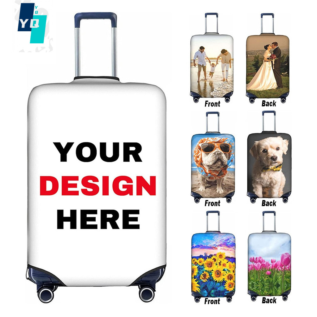 ผ้าคลุมกระเป๋าเดินทางที่กําหนดเองส่วนบุคคลเพิ่มโลโก้ภาพของคุณชื่อ Baggage ตัวป้องกันกระเป๋าเดินทางพิมพ์ที่กําหนดเอง (18"-32" ปก)