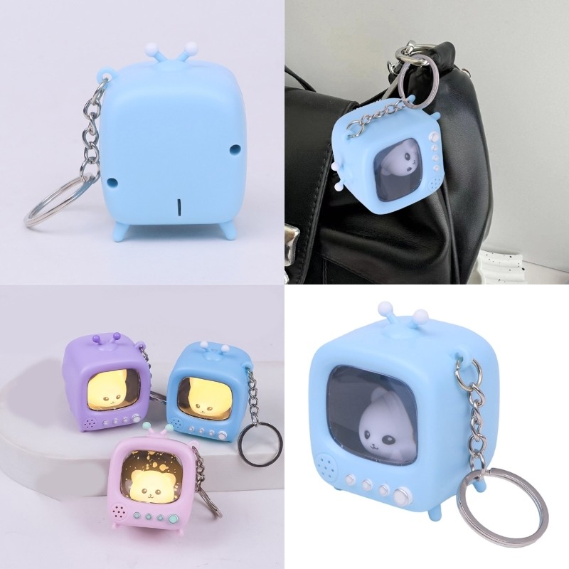Orangesea Retro Mini TV Key Holder พร้อมไฟ LED ฟังก์ชั่นการออกแบบขนาดกะทัดรัดตกแต่งสําหรับคีย์กระเป๋
