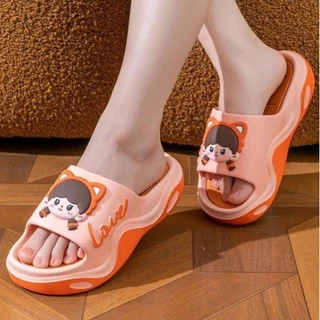 Bushopz รองเท้าแตะ รองเท้าแตะผู้หญิงแบบสวมพื้นนิ่มน้ำหนักเบาใส่สบาย ลายน่ารัก
