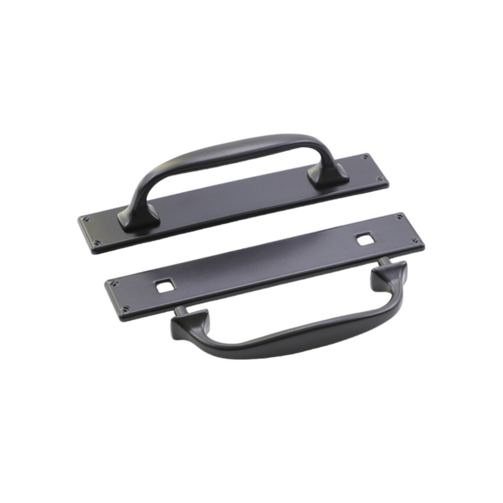 พื้นผิวสีดําด้านติดตั้งสมัยเก่าประตูไม้ที่เรียบง่ายจับกล่องเครื่องมือจับลิ้นชักจับตู้จับส่วนโค้งโบว์