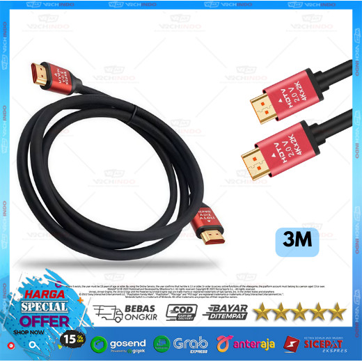 คุณภาพสูง Silver HDTV 2.0v 3M Premium Shielded Cable 4K 60Hz Ultra Clear Signal Long Cable สําหรับคว