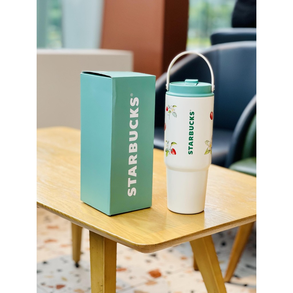 Man Feeling Strawberry Handle สไตล์เกาหลี Berry Good Time ปากดื่มคู่ความจุขนาดใหญ่รถถ้วยฟางสแตนเลส