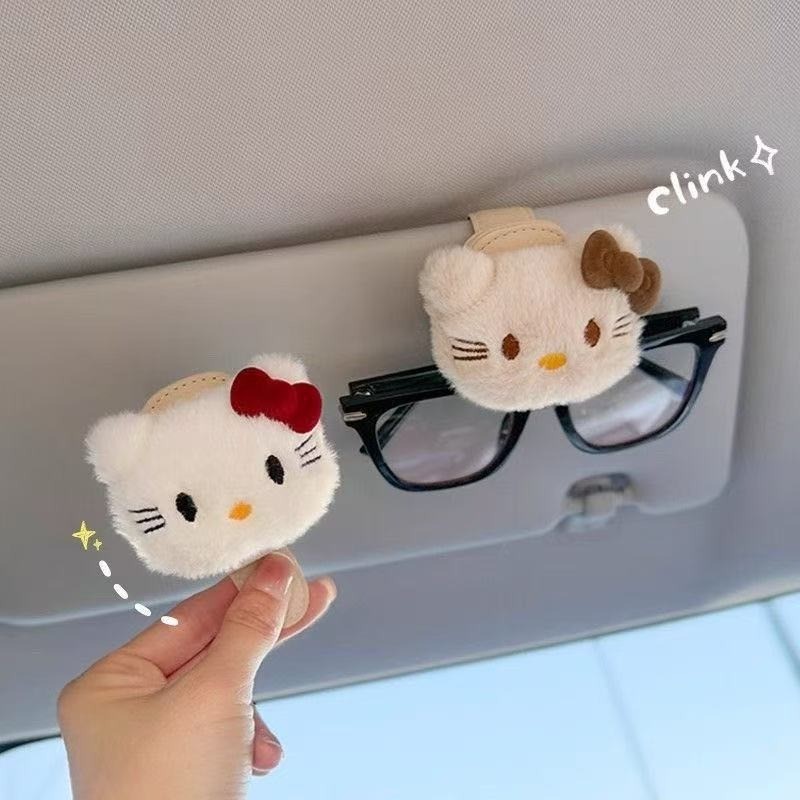 คลิปหนีบแว่นตารถยนต์ Hello Kitty น่ารัก, แม่เหล็กเก็บของแว่นกันแดด, คลิปหนีบแว่นกันแดดสําหรับใช้ในรถยนต์