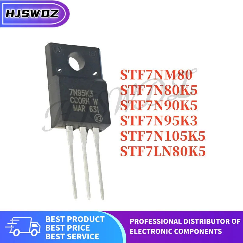 1-5PCS STF7N105K5 STF7LN80K5 STF7NM80 STF7N90K5 STF7N95K3 STF7N80K5 TO-220F Field Effect ทรานซิสเตอร