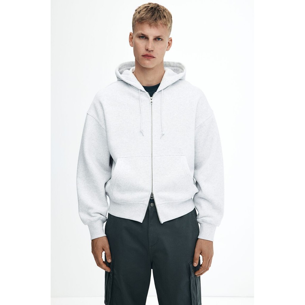 H&M(เอชแอนด์เอ็ม) ฮู้ดดี้ซิปผ่านแบบโอเวอร์ไซส์ฟิต Men Oversized Fit Zip-through 