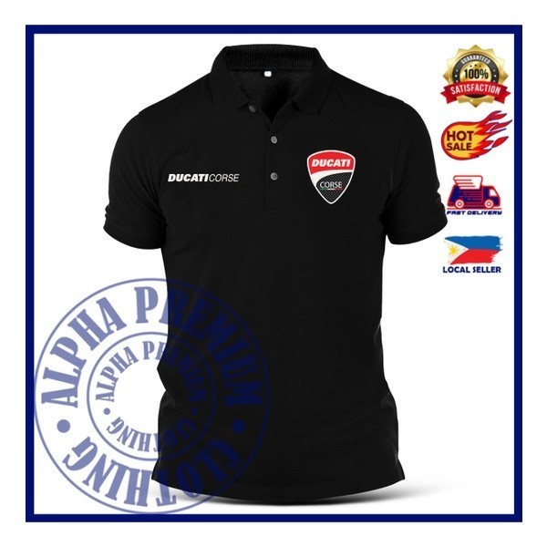 😎 เสื้อโปโล Polo Ducati Corse T-Shirt Shirts Sportswear Embroidery Unisex Collar Casual Fashion