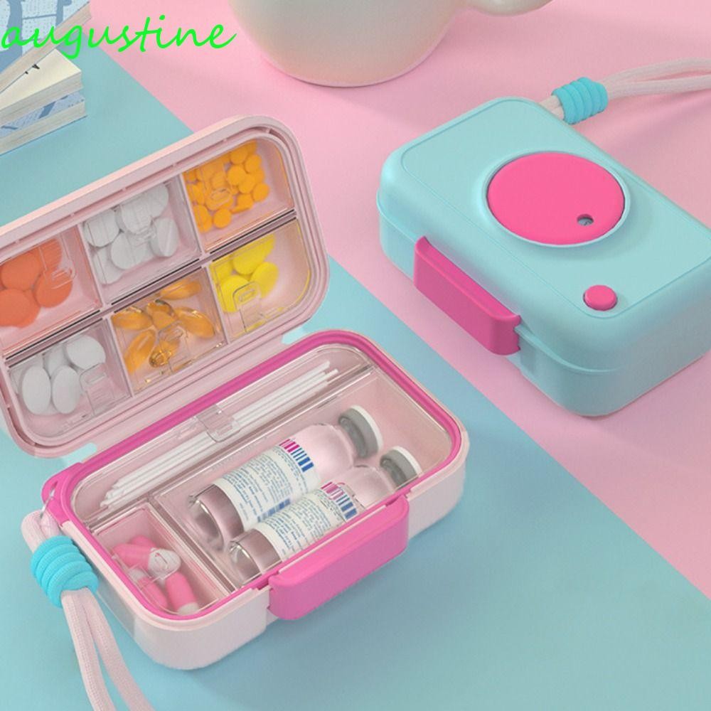 กล่องเก็บยา AUGUSTINE, ที่เก็บยากล้อง Dopamine 9-Grid, กันน้ํานํากลับมาใช้ใหม่ป้องกันการรั่วพร้อมเชื